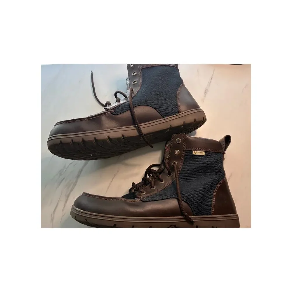 Lems Boulder Boot Navy Stout Mens 12 EU 46 Zero Drop Wide Toe Box Leather